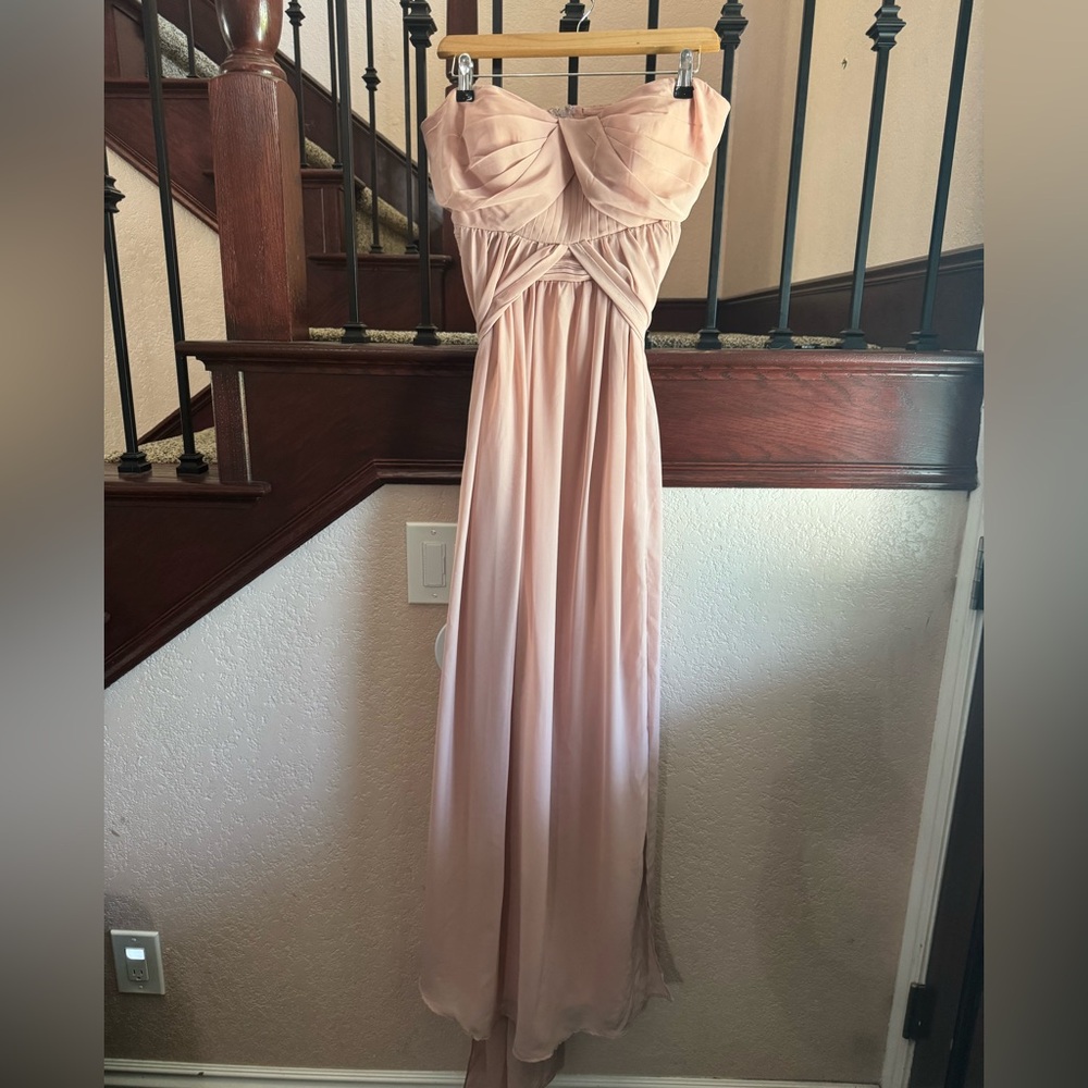 Birdy Grey Women’s XL Elegant Strapless Blush Pink Gown Maxi Dress Bridesmaid